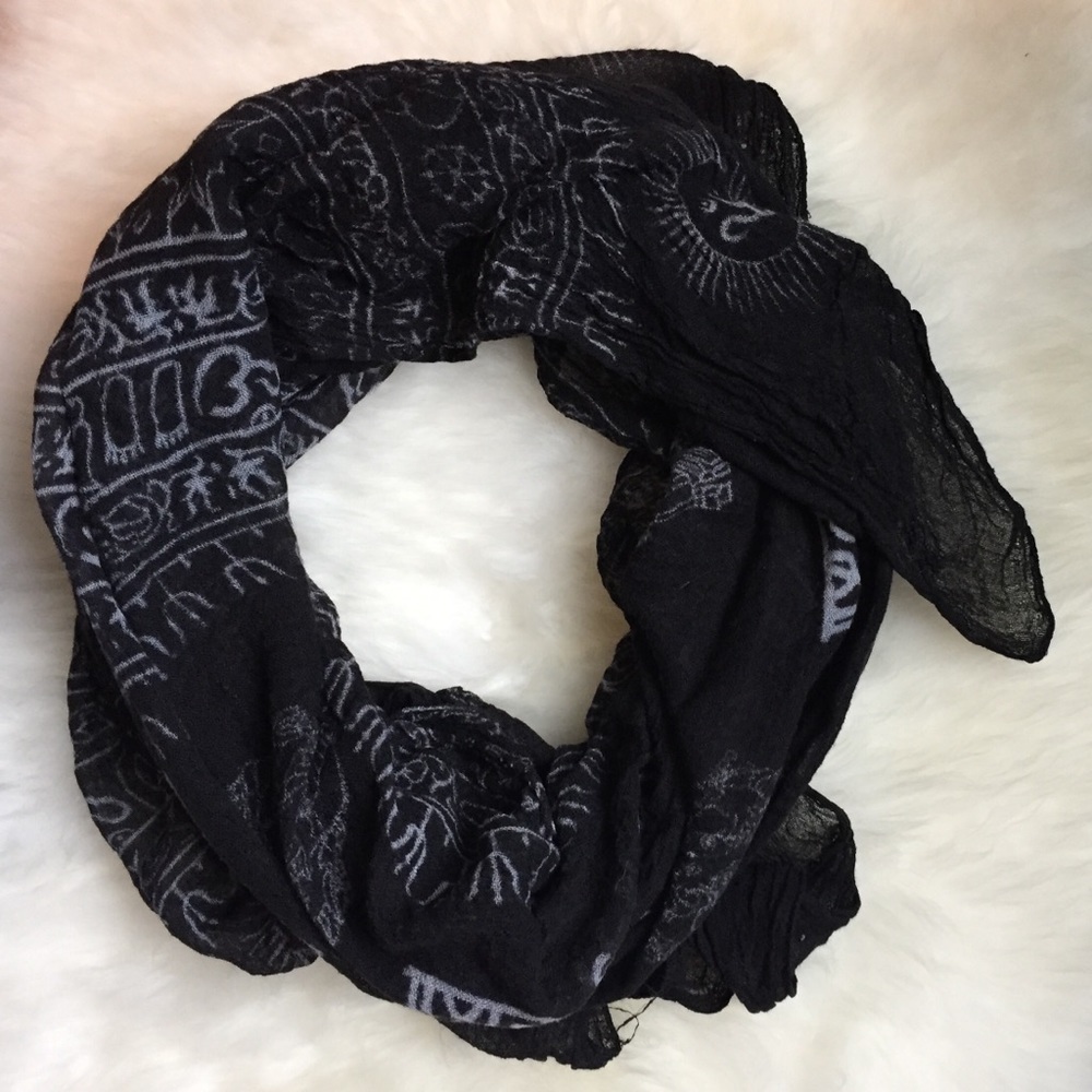 Tribal Scarf World Market black dye cheese cloth - Picture 2 of 3